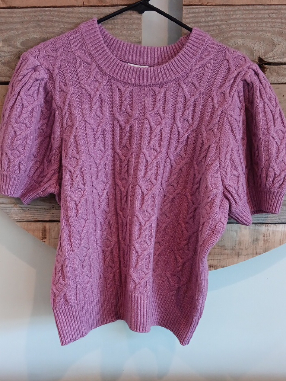 St. John's Bay Lavender Cable Knit Short-Sleeve Sweater